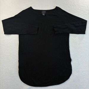 Halogen Cashmere Blend Sweater Womens Medium Black Roll Neck Pullover Long Wool